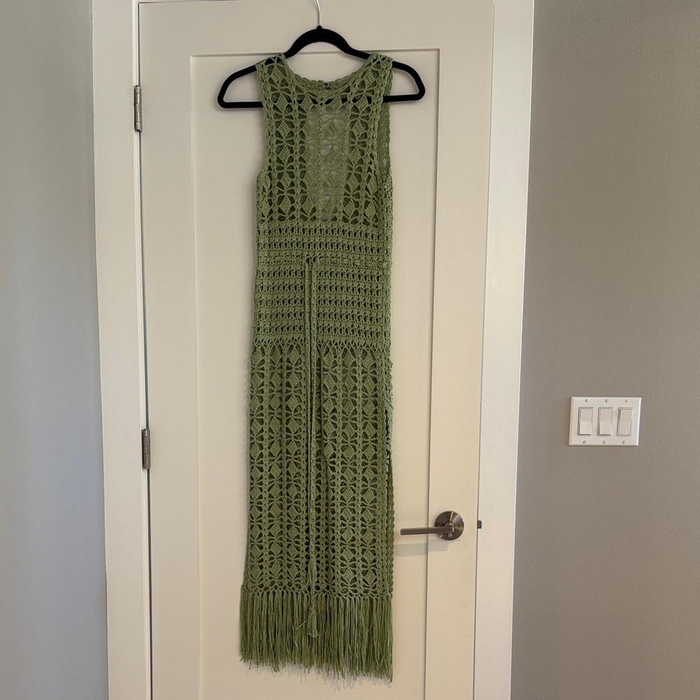 Lulu's Olive Crochet Maxi Dress